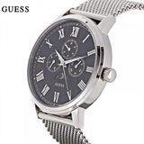 Guess Delancey Black Dial Silver Mesh Bracelet Watch for Men - W0871G1 Authentic Buy Shop Now