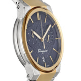 Salvatore Ferragamo Sapphire Chrono Blue Dial Two Tone Steel Strap Watch for Men - SFME00521 Authentic Buy Shop Now