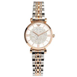 Emporio Armani Gianni T Bar White Dial Two Tone Steel Strap Watch For Women - AR1926 Authentic Buy Shop Now