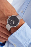 Calvin Klein High Noon Chronograph Black Dial Silver Mesh Bracelet Watch for Men - K8M27121 Authentic Buy Shop Now
