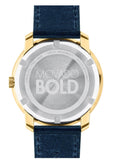 Movado Bold Gold Dial Blue Leather Strap Watch For Men - 3600469 Authentic Buy Shop Now