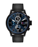 Tommy Hilfiger Jackson Quartz Blue Dial Black Leather Strap Watch for Men - 1791241 Authentic Buy Shop Now