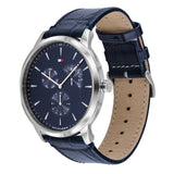 Tommy Hilfiger Brad Chronograph Quartz Blue Dial Blue Leather Strap Watch For Men - 1710387 Authentic Buy Shop Now