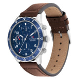 Tommy Hilfiger Jimmy Chronograph Quartz Blue Dial Brown Leather Strap Watch For Men - 1791946 Authentic Buy Shop Now
