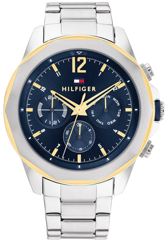 Tommy Hilfiger Lars Chronograph Blue Dial Silver Steel Strap Watch For Men - 1792059 Authentic Buy Shop Now