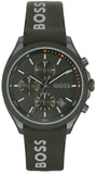 Hugo Boss Velocity Chronograph Green Dial Green Rubber Strap Watch For Men - 1514060 Authentic Buy Shop Now