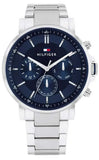 Tommy Hilfiger Tyson Chronograph Blue Dial Silver Steel Strap Watch For Men - 1710588 Authentic Buy Shop Now