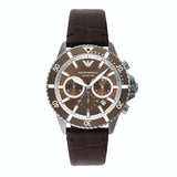 Emporio Armani Diver Chronograph Brown Dial Brown Leather Strap Watch For Men - AR11486 Authentic Buy Shop Now