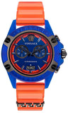 Versace Icon Active Chronograph Quartz Blue Dial Orange Rubber Strap Watch For Men - VEZ700922 Authentic Buy Shop Now