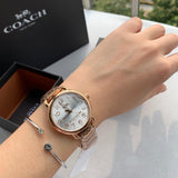 Coach Delancey White Dial Rose Gold Steel Strap Watch for Women - 14502497 Authentic Buy Shop Now