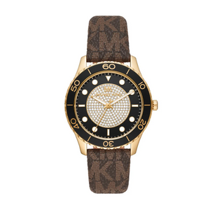 Michael Kors Runway Quartz Black Dial Brown Leather Strap Watch For Women - MK6979 Authentic Buy Shop Now