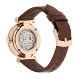 Emporio Armani Meccanico Skeleton Mother of Pearl Dial Brown Leather Strap Watch For Women - AR1993 Authentic Buy Shop Now