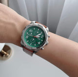 Fossil Bronson Chronograph Green Dial Brown Leather Strap Watch for Men - FS5738 Authentic Buy Shop Now