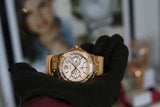Guess Limelight Quartz Silver Dial Golden Leather Strap Watch For Women - W0775L2 Authentic Buy Shop Now