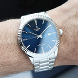 Tudor Style Automatic Blue Dial Silver Steel Strap Watch for Men - M12710-0013 Authentic Buy Shop Now