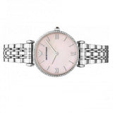 Emporio Armani Classic Gianni T Bar Crystals Pink Dial Silver Steel Strap Watch For Women - AR1781 Authentic Buy Shop Now