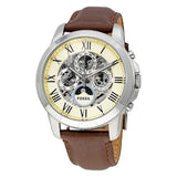 Fossil Grant Automatic White Dial Brown Leather Strap Watch for Men - ME3027 Authentic Buy Shop Now