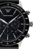 Emporio Armani Mario Chronograph Black Dial Black Leather Strap Watch For Men - AR11243 Authentic Buy Shop Now