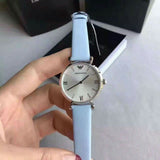 Emporio Armani Gianni T-Bar White Dial Blue Leather Strap Watch for Women - AR1928 Authentic Buy Shop Now