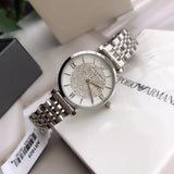 Emporio Armani Gianni T Bar White Crystal Pave Dial Silver Stainless Steel Strap Watch For Women - AR1925 Authentic Buy Shop Now