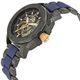 Fossil Modern Machine Automatic Skeleton Blue Dial Two Tone Steel Strap Watch for Men - ME3133 Authentic Buy Shop Now