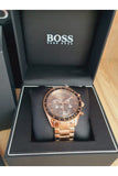 Hugo Boss Trophy Grey Dial Rose Gold Steel Strap Watch for Men - 1513632 Authentic Buy Shop Now