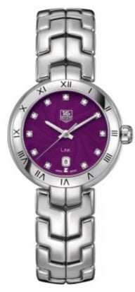 Tag Heuer Link Diamonds Purple Dial Silver Steel Strap Watch for Women - WAT1418.BA0954 Authentic Buy Shop Now