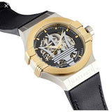 Maserati Potenza Automatic Skeleton Dial Black Leather Strap Watch For Men - R8821108011 Authentic Buy Shop Now