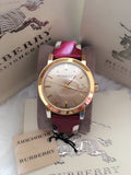 Burberry The City Gold Dial Orange Leather Strap Watch for Women - BU9017 Authentic Buy Shop Now