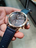 Tommy Hilfiger Trent Chronograph Grey Dial Black Leather Strap Watch For Men - 1791808 Authentic Buy Shop Now