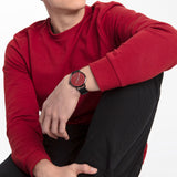 Calvin Klein Even Maroon Dial Black Leather Strap Watch for Men - K7B214CP Authentic Buy Shop Now