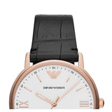 Emporio Armani Kappa Quartz White Dial Black Leather Strap Watch For Men - AR80015 Authentic Buy Shop Now
