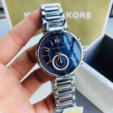 Michael Kors Sawyer Navy Blue Dial Silver Steel Strap Watch for Women - MK6224 Authentic Buy Shop Now