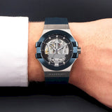 Maserati Potenza Skeleton Dial Quartz Blue Silicon Watch For Men - R8821108028 Authentic Buy Shop Now