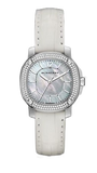 Burberry The Britain Diamonds Mother of Pearl Dial White Leather Strap Watch for Women - BBY1800 Authentic Buy Shop Now