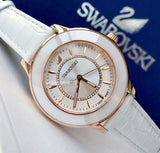 Swarovski Octea Lux White Dial White Leather Strap Watch for Women - 5414416 Authentic Buy Shop Now