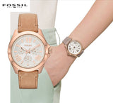 Fossil Cecile White Dial Beige Leather Strap Watch for Women - AM4532 Authentic Buy Shop Now