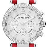 Michael Kors Parker Silver Dial Red Leather Strap Watch for Women - MK2278 Authentic Buy Shop Now