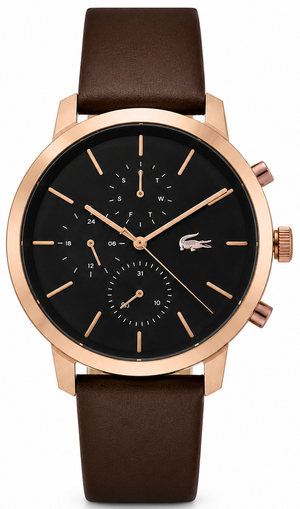 Lacoste Replay Chronograph Black Dial Brown Leather Strap Watch for Men - 2011257 Authentic Buy Shop Now