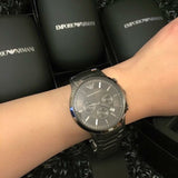 Emporio Armani Classic Chronograph Grey Dial Grey Steel Strap Watch For Men - AR2454 Authentic Buy Shop Now