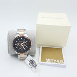 Michael Kors Layton Chronograph Black Dial Two Tone Steel Strap Watch For Men - MK8913 Authentic Buy Shop Now