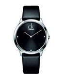 Calvin Klein Minimal Diamonds Black Dial Black Leather Strap Watch for Men - K3M211CS Authentic Buy Shop Now