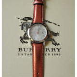 Burberry The City Silver Dial Orange Leather Strap Watch for Women - BU9121 Authentic Buy Shop Now
