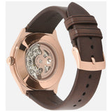 Emporio Armani Meccanico White Skeleton Dial Brown Leather Strap Watch For Men - AR60005 Authentic Buy Shop Now