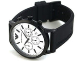 Emporio Armani Chronograph Quartz Silver Dial Black Rubber Strap Watch For Men - AR11048 Authentic Buy Shop Now