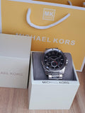 Michael Kors Brecken Chronograph Quartz Black Dial Silver Steel Strap Watch For Men - MK8438 Authentic Buy Shop Now