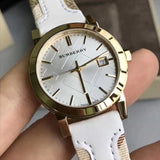 Burberry The City White Dial White Leather Strap Watch for Women - BU9015 Authentic Buy Shop Now