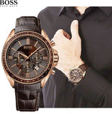 Hugo Boss Driver Sport Chronograph Brown Dial Brown Leather Strap Watch for Men - 1513093 Authentic Buy Shop Now