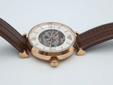Emporio Armani Meccanico Skeleton Mother of Pearl Dial Brown Leather Strap Watch For Women - AR1993 Authentic Buy Shop Now