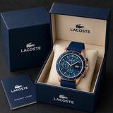 Lacoste Neoheritage Chronograph Blue Dial Blue Silicone Strap Watch for Men - 2011253 Authentic Buy Shop Now